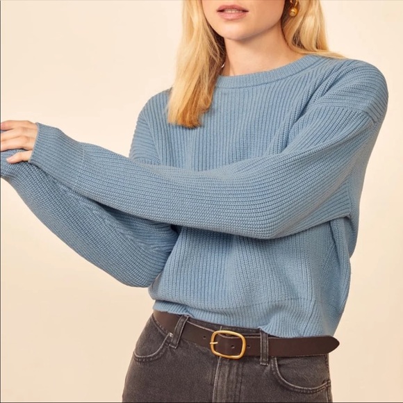 REFORMATION Winnie Sweater in Dusk Blue - Picture 3 of 11
